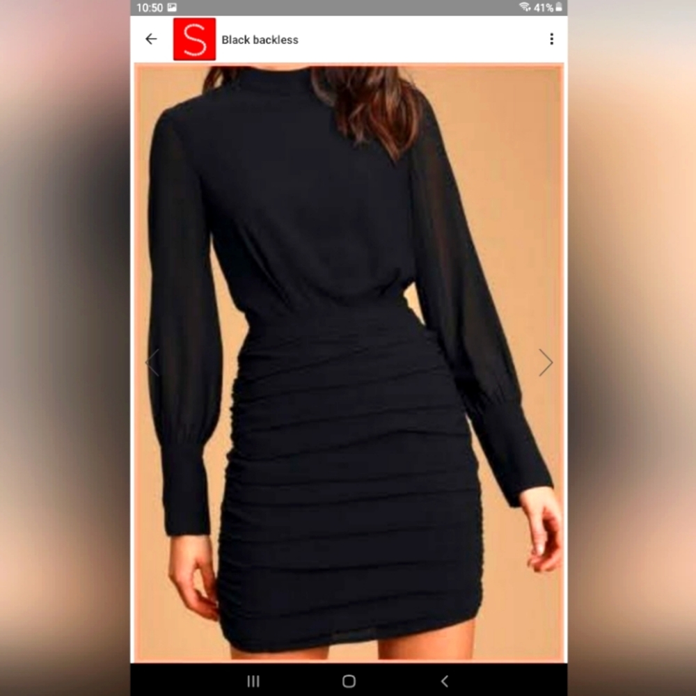 NWT! Lulu's Backless LBD with Sheer Long sleeves, Sz M